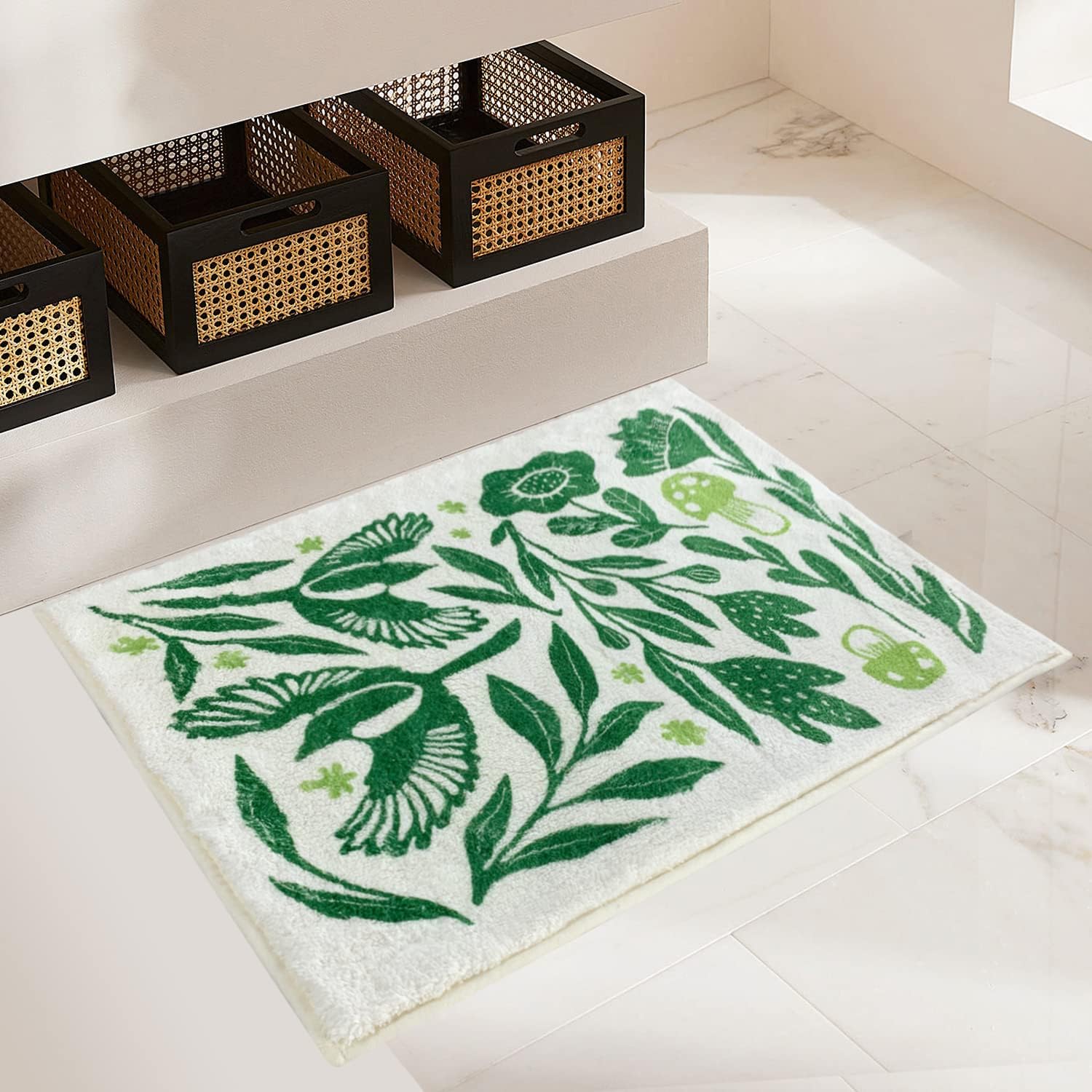 SHIYUE Alfombras verdes de baño, tapetes de microfibra suaves para baño, antideslizantes e impermeables, tapete suave para decoración de interiores