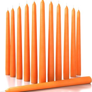 CANDWAX Juego de 12 velas cónicas de 10 pulgadas, velas altas sin perfume, velas cónicas color naranja, perfectas como velas para el hogar o velas CANDWAX Juego de 12 velas cónicas de 10 pulgadas, velas altas sin perfume, velas cónicas color naranja, perfectas como velas para el hogar o velas