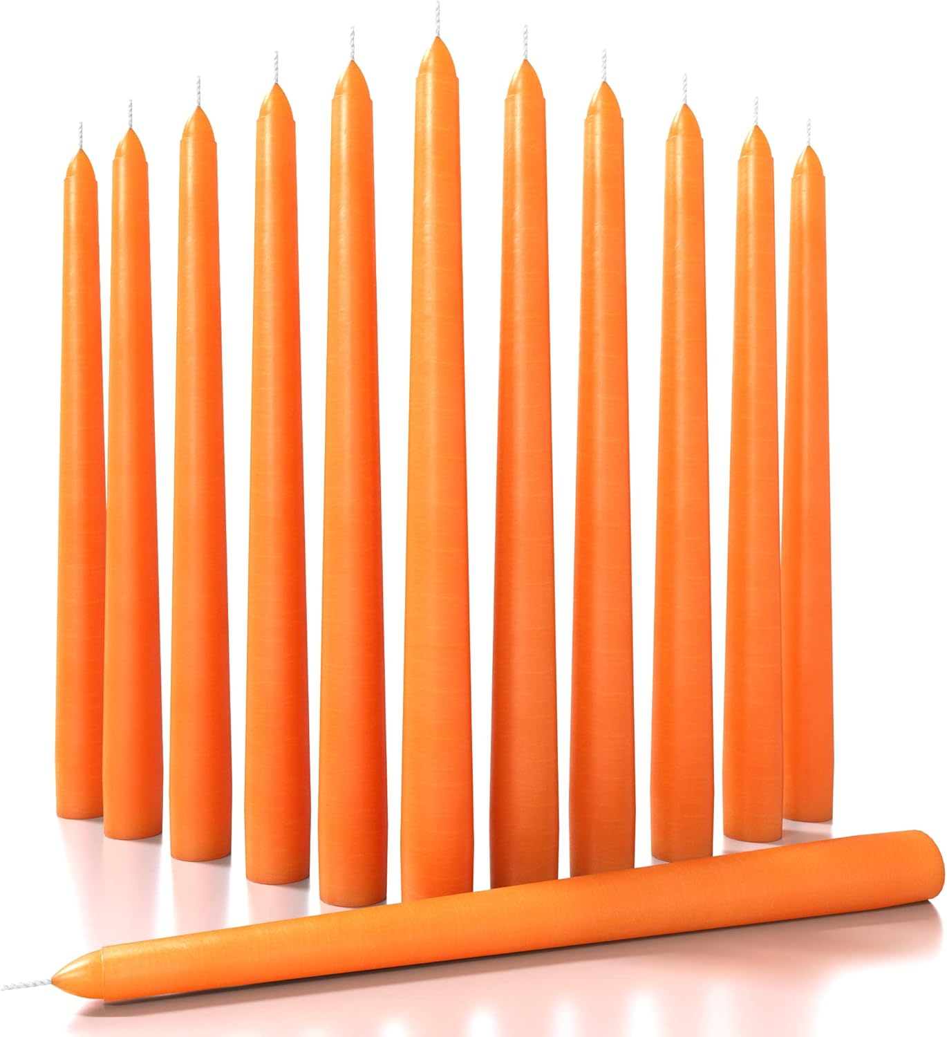 CANDWAX Juego de 12 velas cónicas de 10 pulgadas, velas altas sin perfume, velas cónicas color naranja, perfectas como velas para el hogar o velas