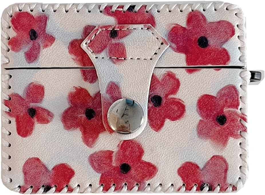 Compatible con AirPods 3 2021, funda de cuero con patrón de flores rojas de primera calidad, accesorios para AirPods de 3 generación 2021 para