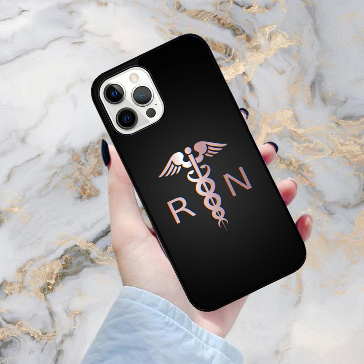 Rn – Funda médica de enfermera registrada, compatible con iPhone 1212 Pro, funda delgada de goma TPU antideslizante duradera a prueba de golpes