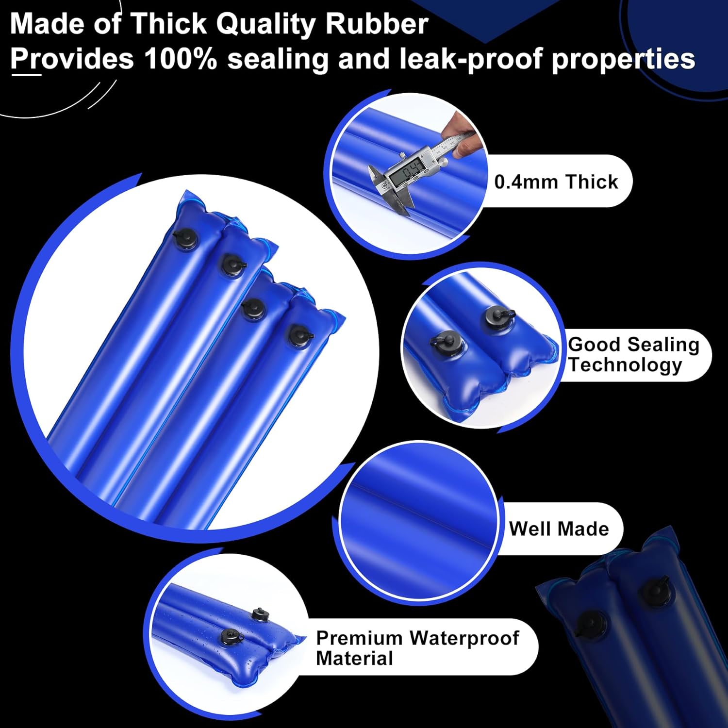 LanPool Bolsas de agua para piscina de doble cámara de 8.5 pies, tubos de agua resistentes  Pesos de cubierta de piscina para cubierta de piscina