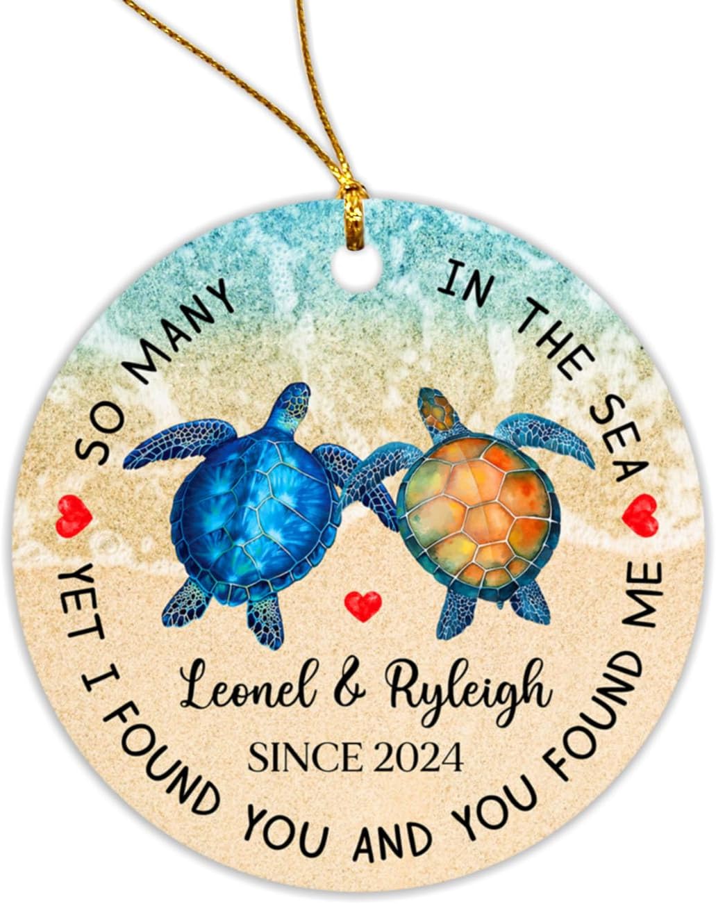 Adorno con texto en inglés “I Found You and You Found You”, decoración de Navidad para colgar, decoración de Navidad para parejas, regalo para
