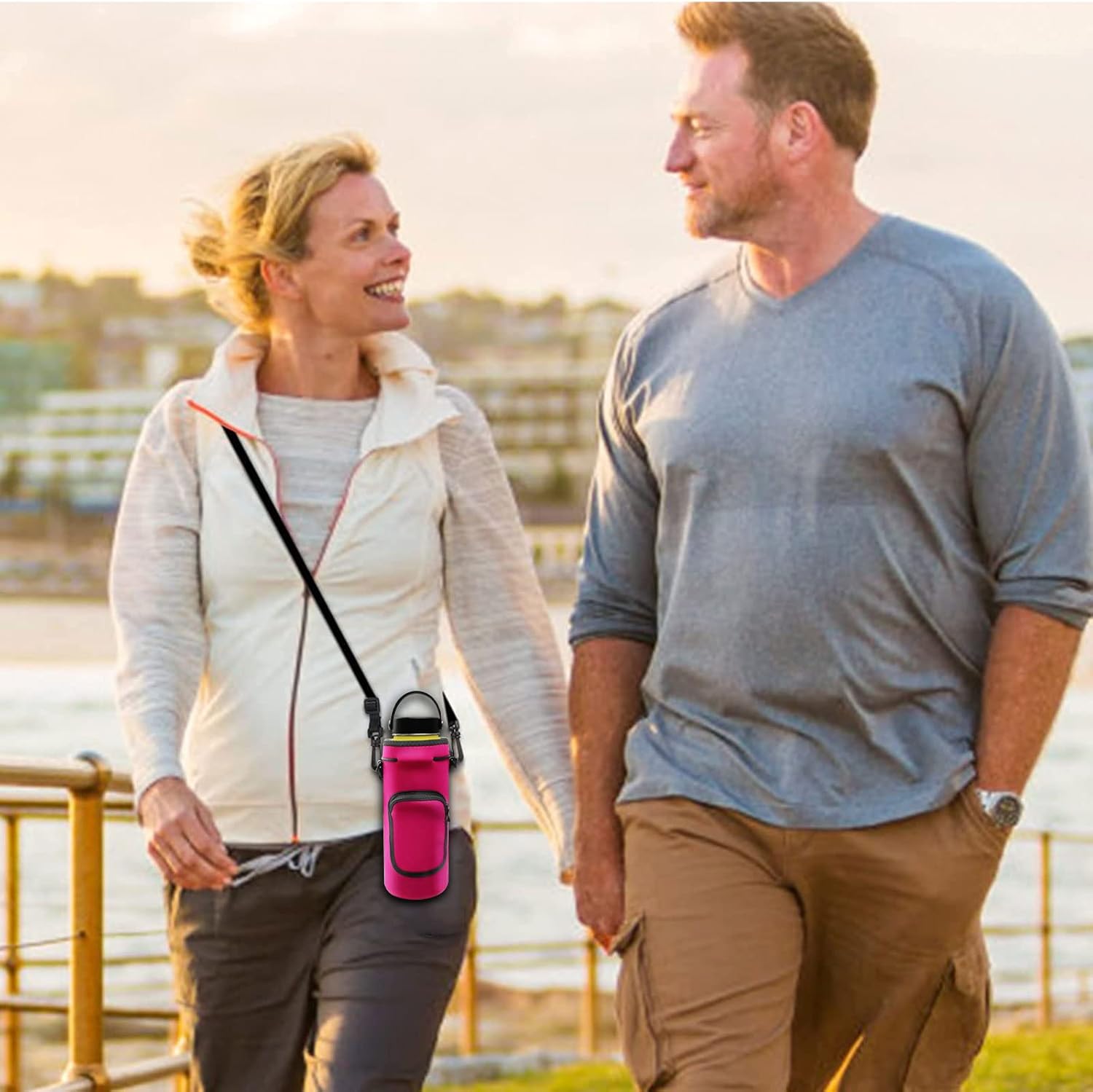 Orchidtent Hydro Flask – Funda de neopreno para botella de agua de 40 onzas, soporte para botella de agua aislada, correa de hombro acolchada