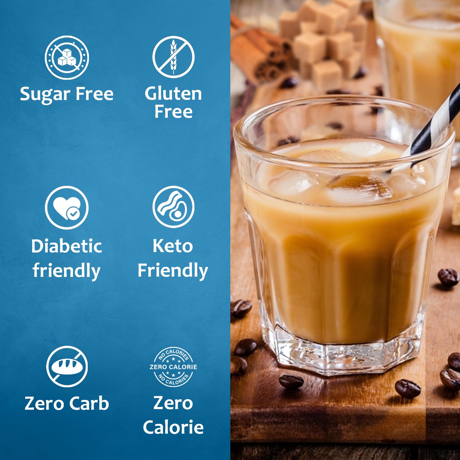 Syruvia Jarabe de café con canela y azúcar morena sin azúcar, 25.4 onzas líquidas, jarabe para café, lattes, batidos, postres, 100% vegano, sin