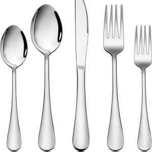 Homikit Juego de cubiertos de 30 piezas para 6, utensilios de cocina de acero inoxidable, incluye cuchilloscucharastenedores, vajilla para el hogar, Homikit Juego de cubiertos de 30 piezas para 6, utensilios de cocina de acero inoxidable, incluye cuchilloscucharastenedores, vajilla para el hogar,