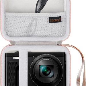 Canboc Funda rígida para cámara digital Panasonic Lumix ZS200ZS100ZS80ZS70ZS60LX10 4K, bolsa de transporte para cámara, bolsillo de malla para cable Canboc Funda rígida para cámara digital Panasonic Lumix ZS200ZS100ZS80ZS70ZS60LX10 4K, bolsa de transporte para cámara, bolsillo de malla para cable