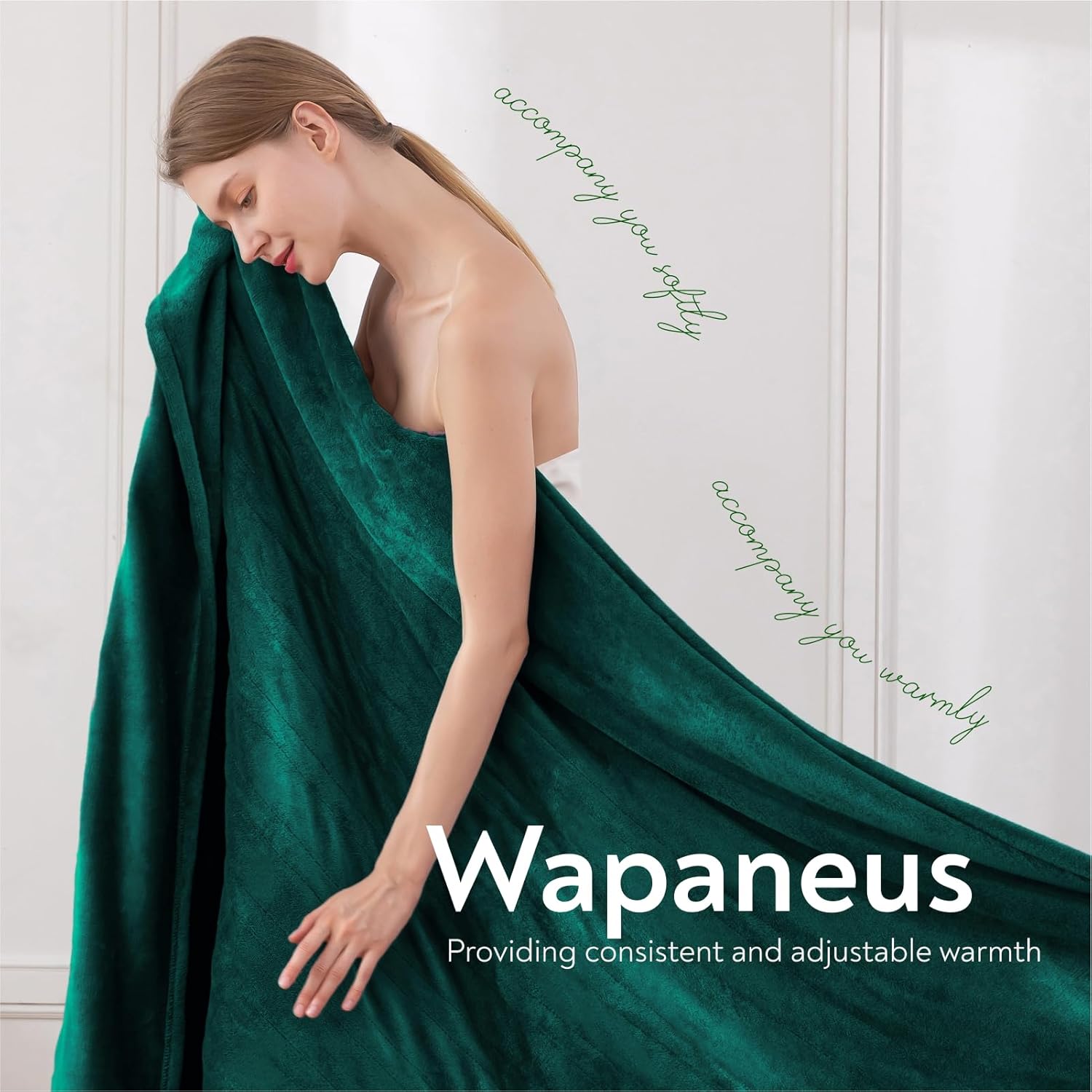 Wapaneus – Manta térmica eléctrica con bolsillo para los pies, 10 niveles de calefacción y 4 ajustes de temporizador, apagado automático de 4 horas,