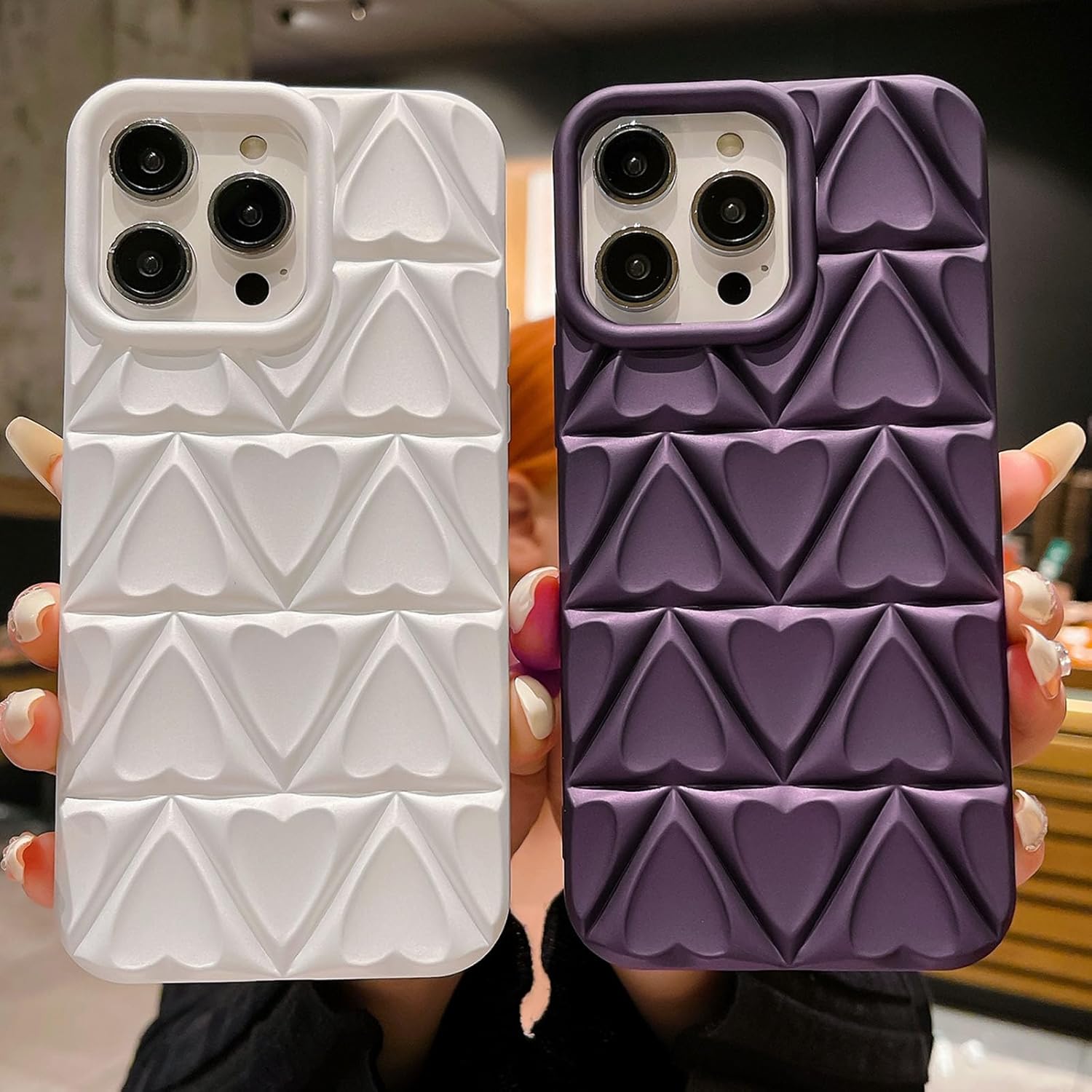 HYUEKOKO Funda compatible con iPhone 14 Pro Max, diseño de corazón de amor, TPU suave, a prueba de golpes, funda protectora para cámara para mujeres