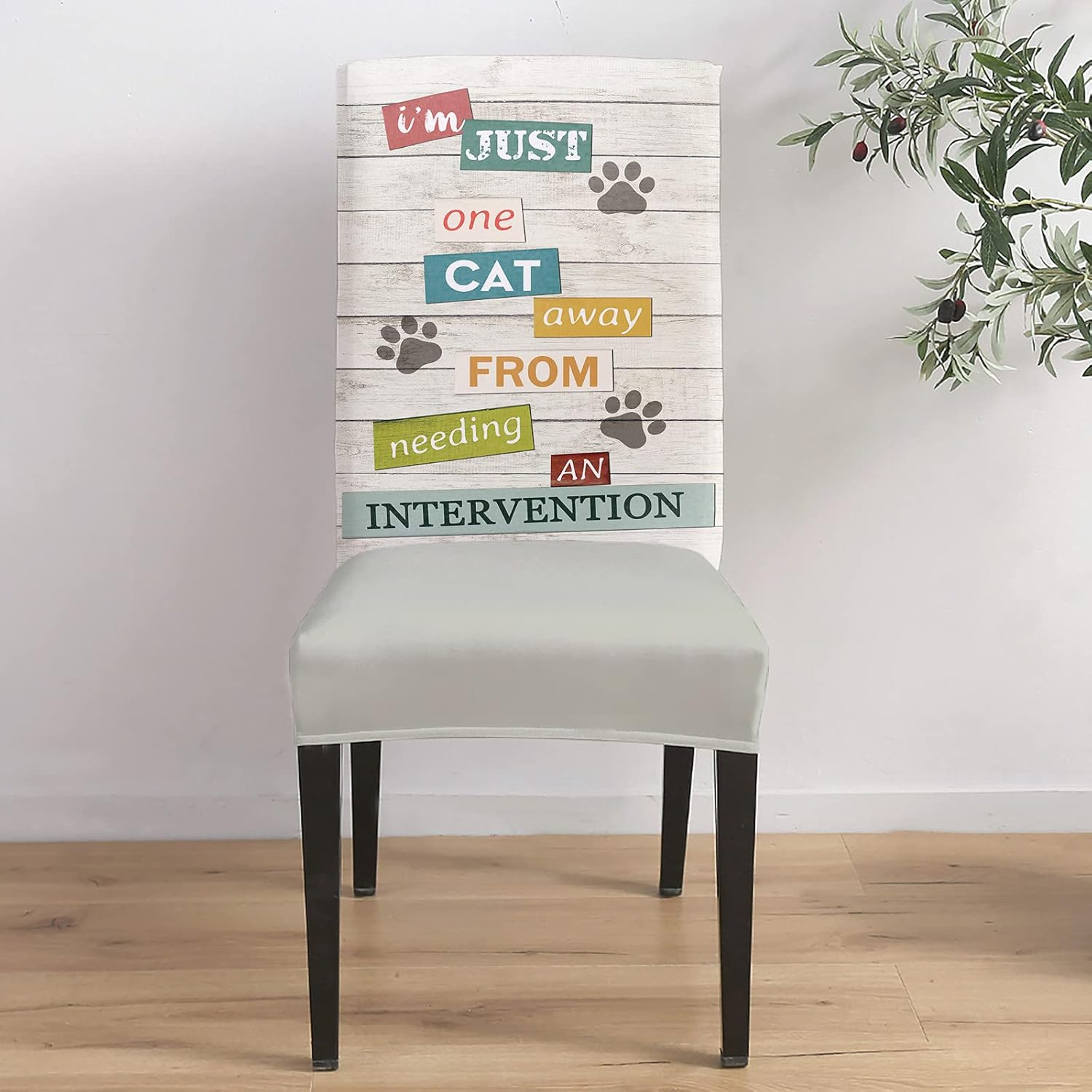 Chair Covers for Dining Room 4 Pack, I’m Just One Cat Away From Needing An Intervention on Rustic Wood Chair Covers, Removable Stretch Chair