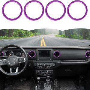 Hoolcar Cubierta de anillo de ventilación de aire acondicionado para salpicadero, accesorios interiores de aleación de aluminio, compatible con Jeep Hoolcar Cubierta de anillo de ventilación de aire acondicionado para salpicadero, accesorios interiores de aleación de aluminio, compatible con Jeep