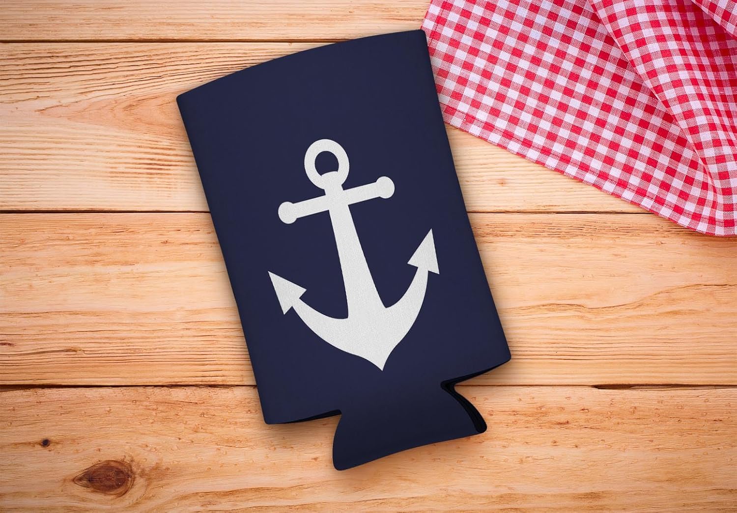 Regalos de capitán de barco para hombre, diseño clásico de ancla náutica azul marino, paquete de 6 fundas ultradelgadas para beber latas