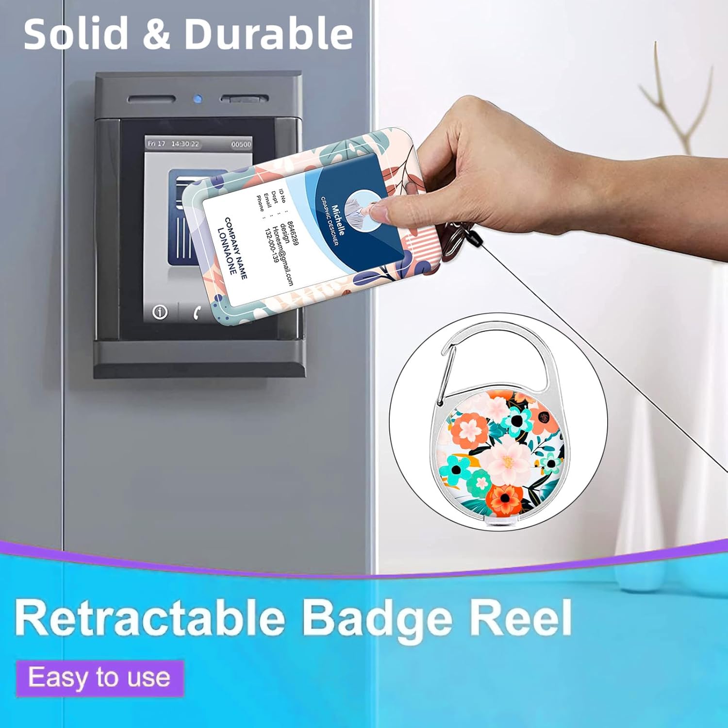 Carrete retráctil para tarjetas de identificación con clip de cocodrilo, carretes decorativos para tarjetas de identificación para profesores,