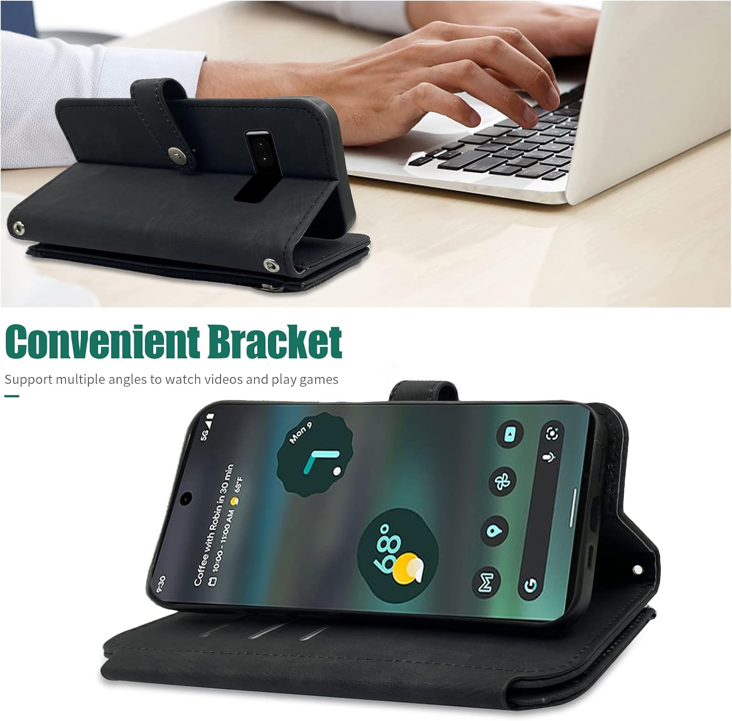 Furiet Funda tipo cartera compatible con Google Pixel 6A 5G 2022 con 9 ranuras para tarjetas, de cuero retro, tarjetero con tapa para tarjetas de