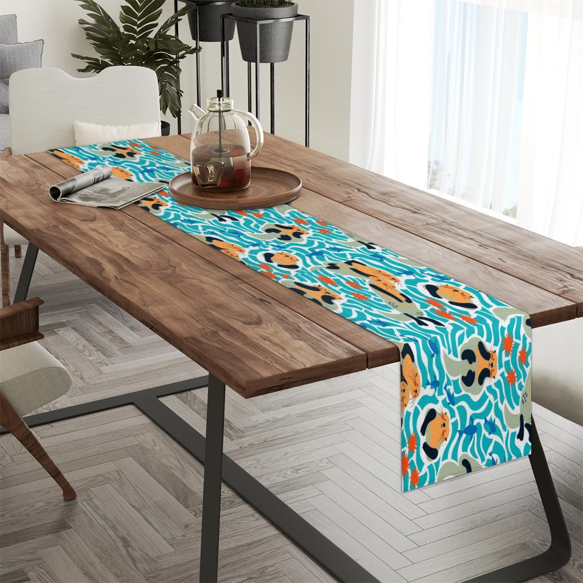 Table Runner Cartoon Sea Lion Baby, Rustic Linen Table Cloth for Farmhouse Kitchen, Dinner, Events, Party, Holiday Table Decor 13 x 36 Inches