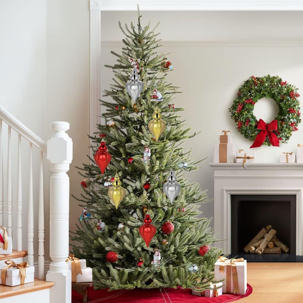 2 adornos de bolas de Navidad grandes de 9 pulgadas, adornos inastillables para decoración de árbol de Navidad, adornos dorados de Navidad, esferas