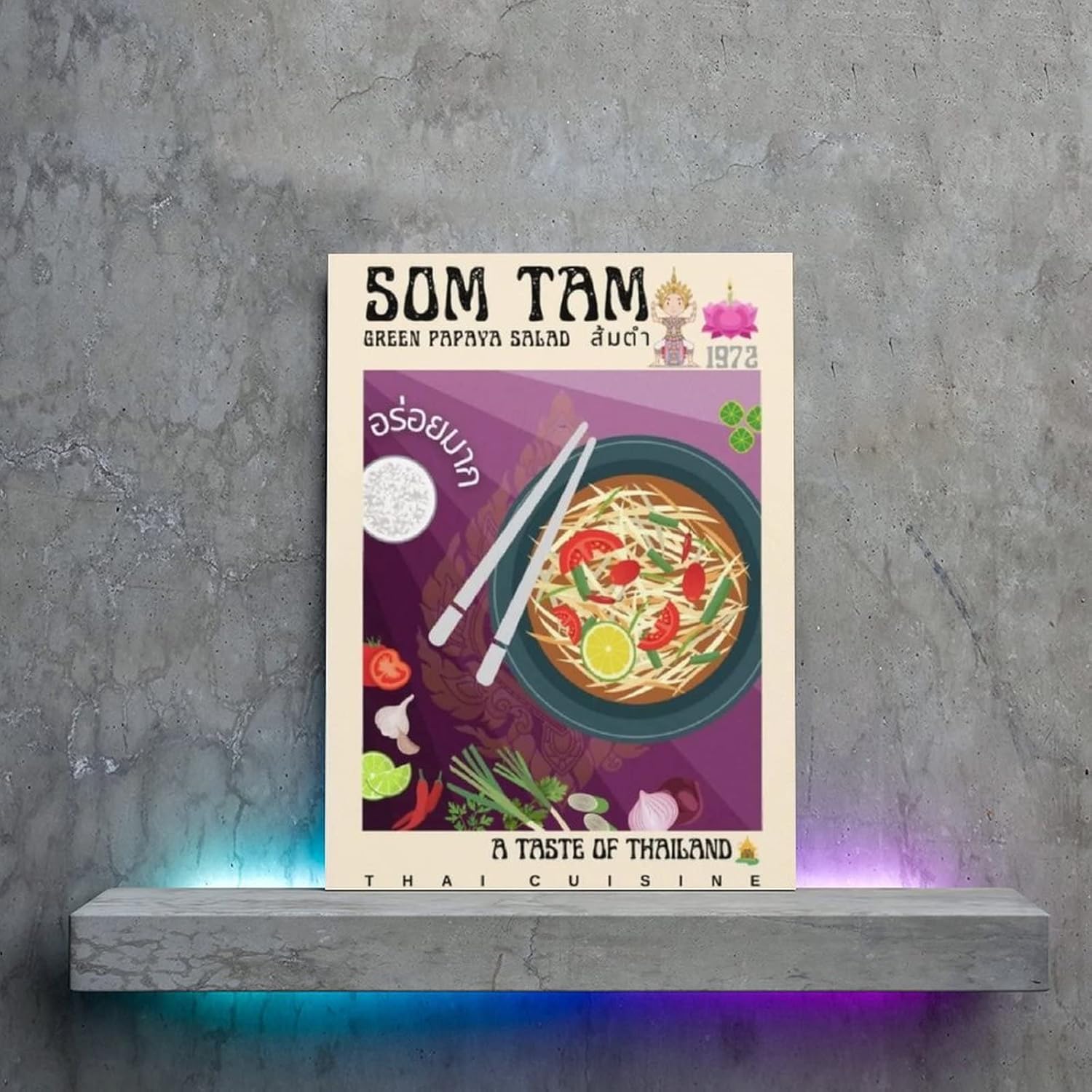 Póster vintage de comida tailandesa, póster de Som Tam, póster de cocina moderna Art Deco, pintura en lienzo, pósteres e impresiones artísticas de
