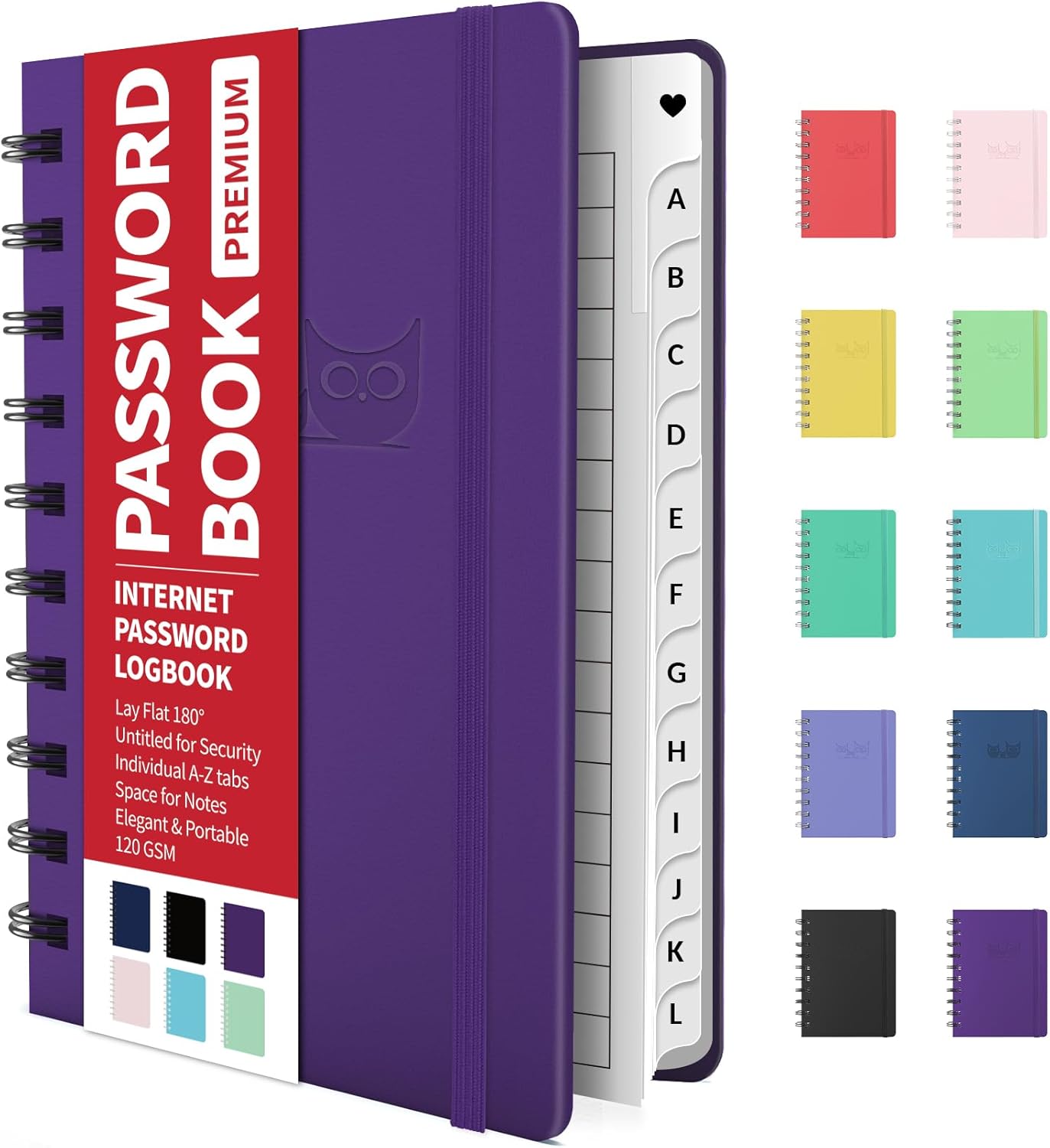 Forvencer Libro de contraseñas con pestañas alfabéticas individuales, cuaderno de contraseñas pequeño de 4 x 5.5 pulgadas, guarda contraseñas en
