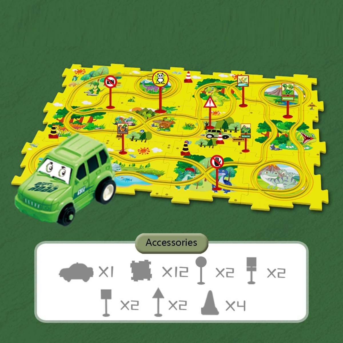 Carrito eléctrico de ensamblaje de bricolaje, juego de pista de rompecabezas para niños pequeños con vehículos, juguetes de construcción de