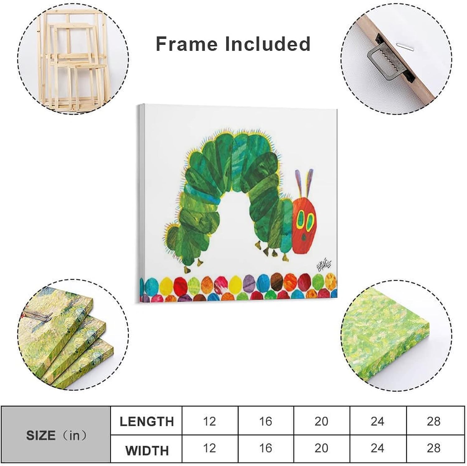 Póster de caricatura infantil para niños, por Eric Carle, The Hungry Hungry Caterpillar, póster de pintura de pared, pósteres de decoración moderna