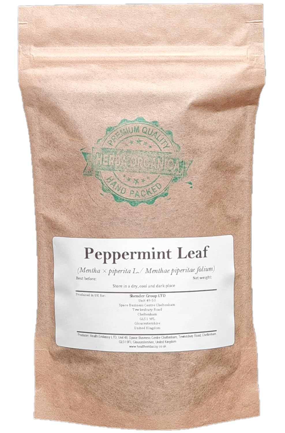 Herba Organica Hoja de menta  Mentha × piperita L  Té de hierbas puro  Fresco y aromático (3.53 oz)
