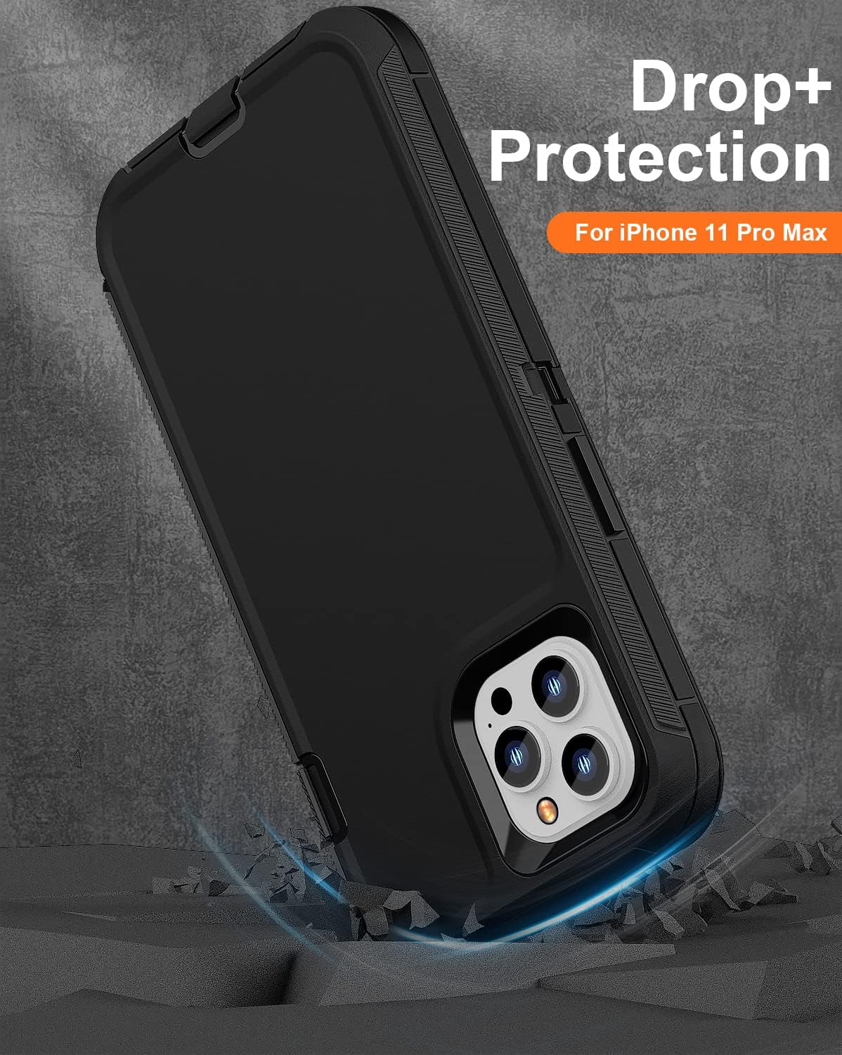 FEIYAR HOME Funda resistente para iPhone 11 Pro Max con 2 protectores de vidrio templado, grado militar, a prueba de golpes, color negro