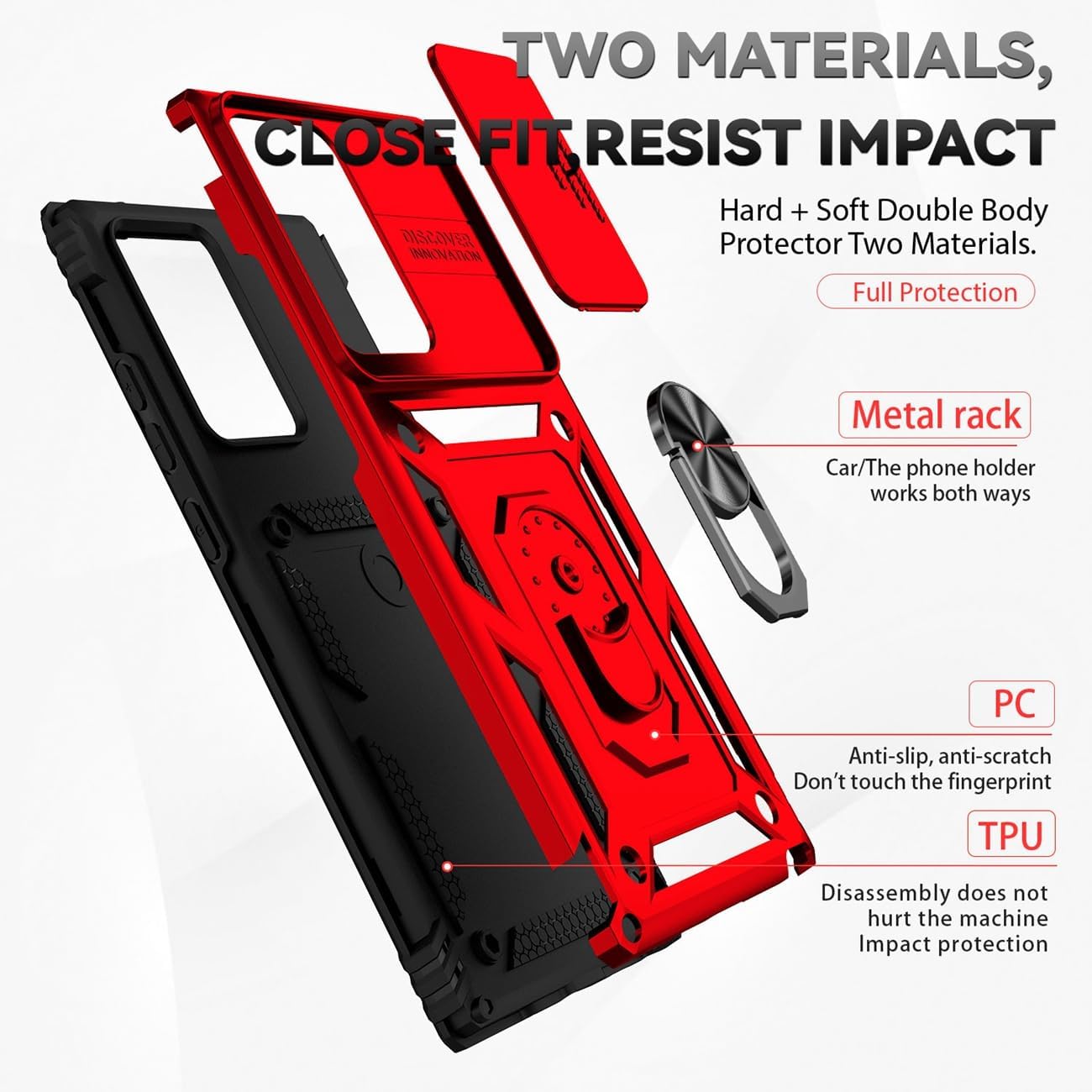Funda para Galaxy Note 20 UltraSamsung Note 20 Ultra N986U con protector de pantalla de vidrio templado y cubierta para cámara deslizante, anillo