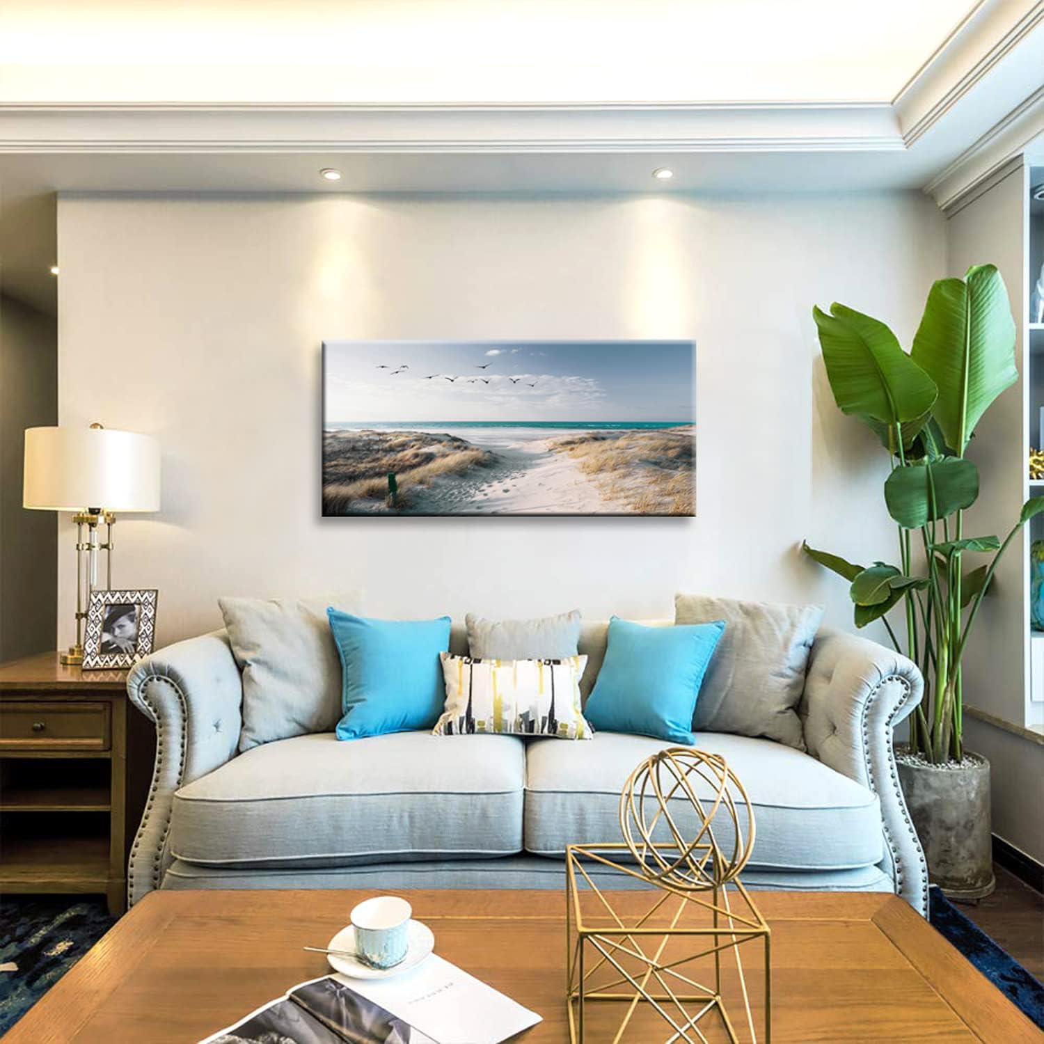 Decoración de pared de playa, lienzo, cuadros artísticos para dormitorio, sala de estar, offico, enmarcado, pinturas de baño, impresiones de sol y