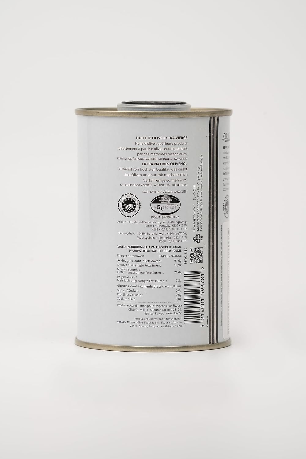 Paquete de 2 latas de aceite de oliva virgen extra, aceite de oliva prensado en frío de gran sabor, aceite de oliva de sabor intenso extra virgen,