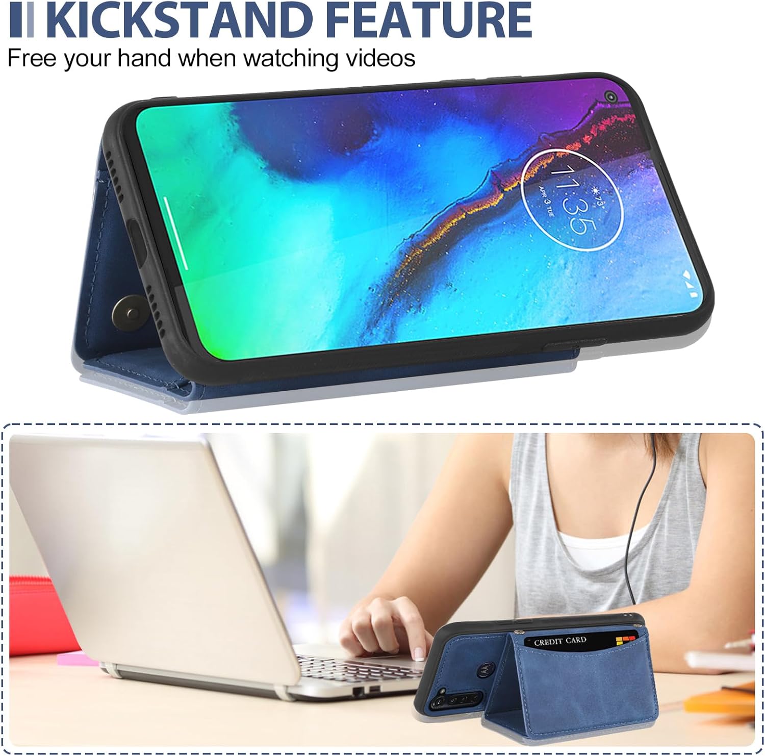 Asuwish Funda tipo cartera para Moto G Stylus 2020 MotoG Pro con protector de pantalla de vidrio templado y soporte para tarjetas, accesorios para