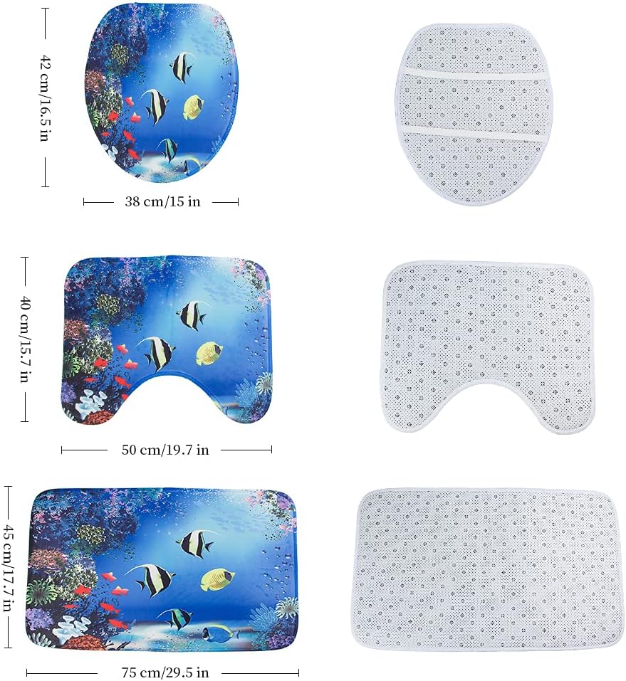 RLHHUG Sea World – Juego de cortinas de ducha con alfombras, cortinas de plástico de 72 x 72 pulgadas para decoración de baño, cortinas decorativas