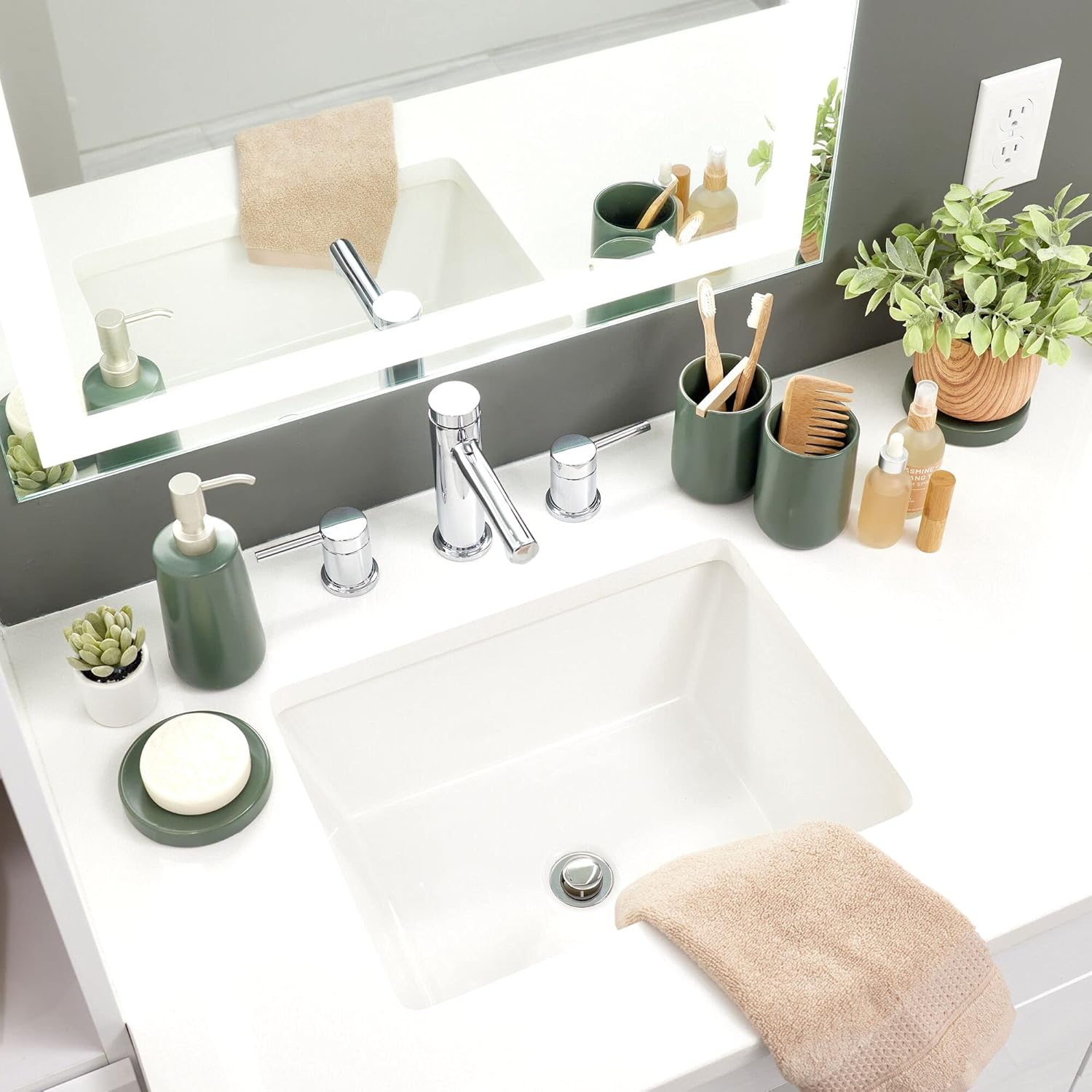 iDesign Ceramic Earth Collection – Vaso con diseño de musgo