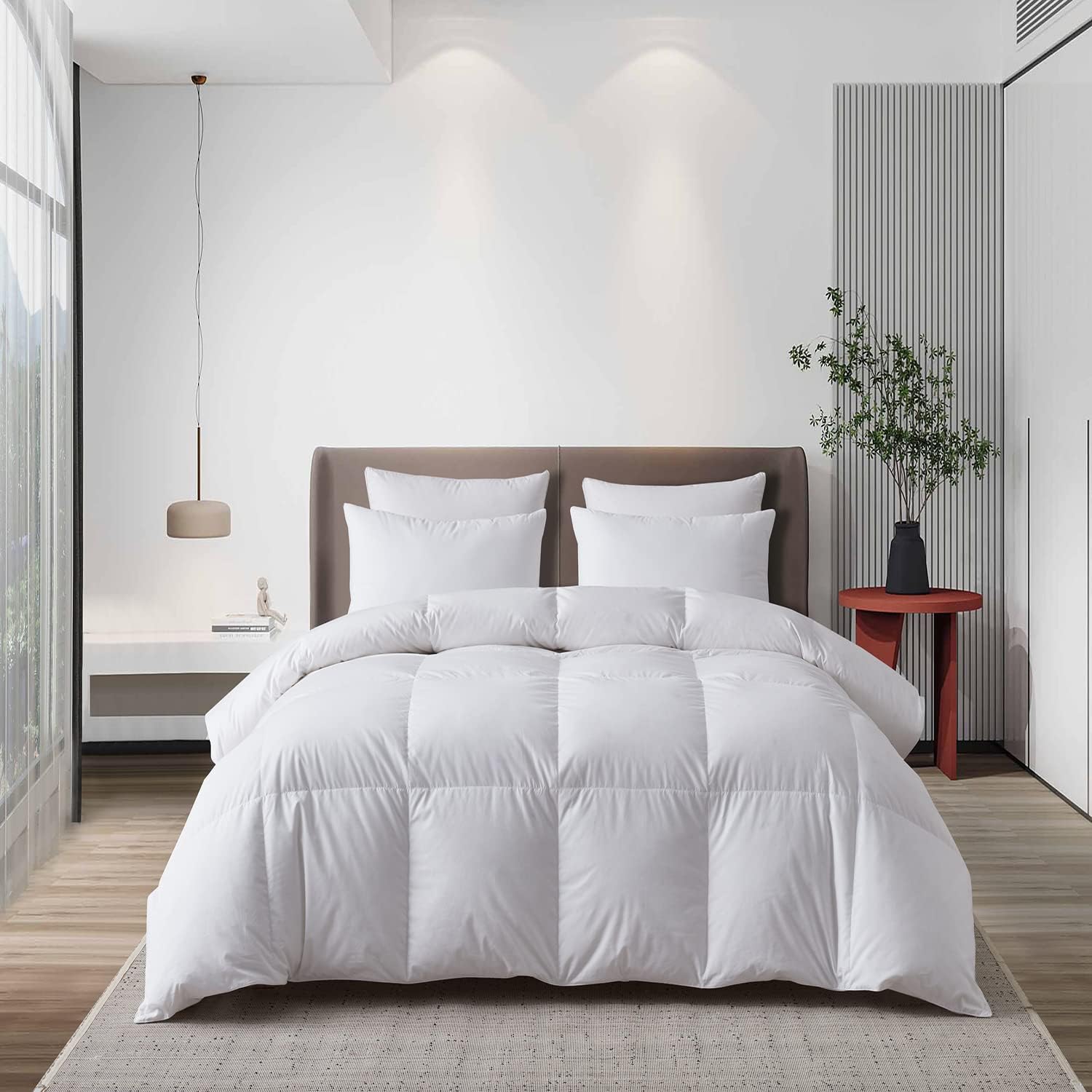 MARTHA STEWART Tencel – Edredón de plumas de ganso blanco húngaro de mezcla de lyocell, tamaño individual, relleno de 750, para todas las