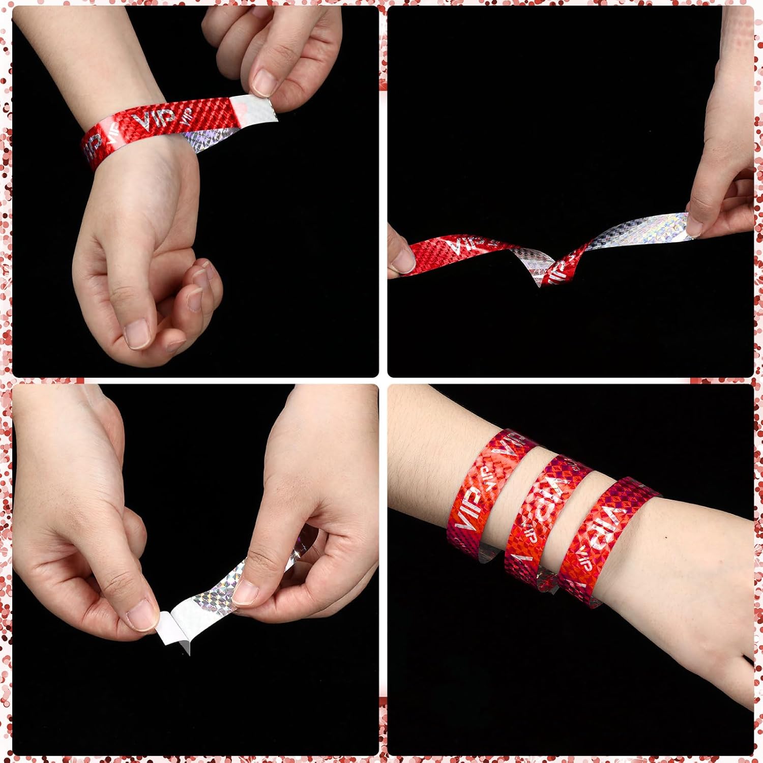 Teling Paquete de 500 pulseras de plástico VIP para fiestas, para eventos, pulseras personalizadas VIP, pulseras de plástico, pulseras impermeables,