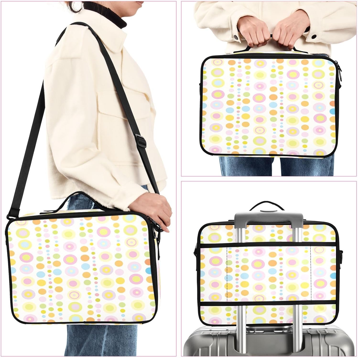Zathe Circles Spots Colorful toiletry cosmetic bag travel make up bag make up organizing bag train case makeup bag cosmetiquera de viaje para hombre