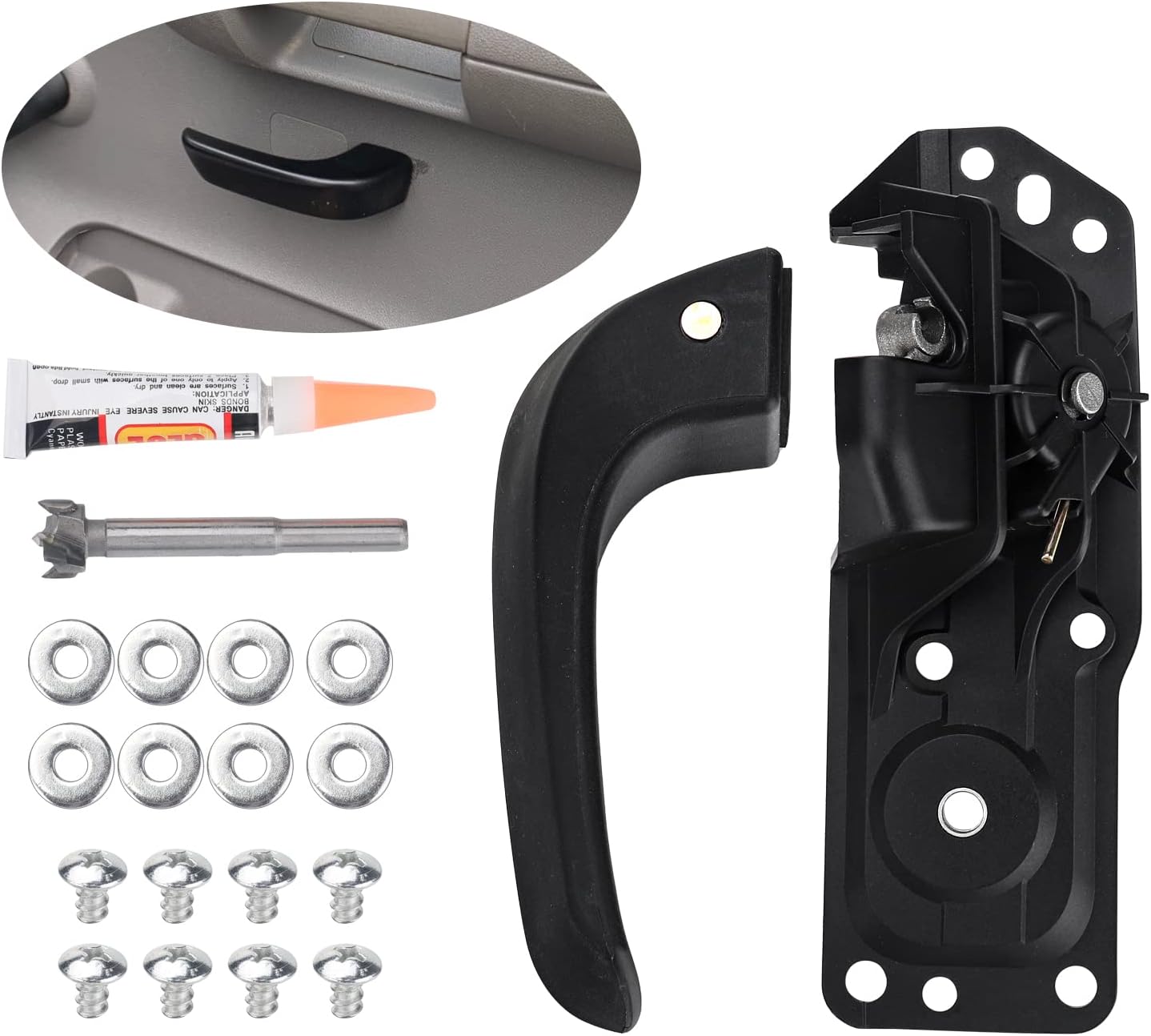 3mirrors Kit de manijas de puerta interior derecha para lado del pasajero, manija de puerta trasera delantera compatible con Chevy Silverado Tahoe