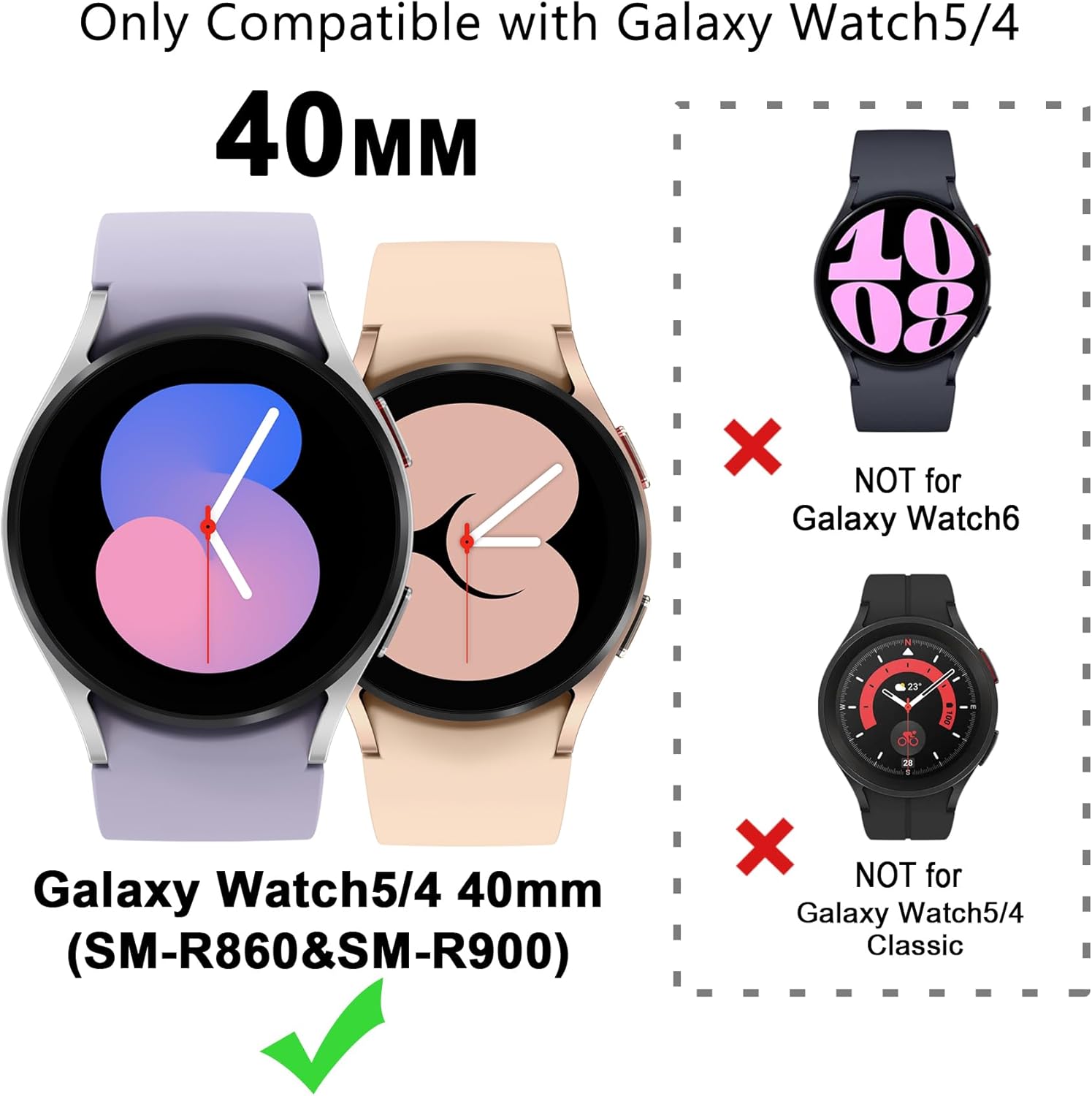 Paquete de 16 protectores de pantalla de reloj compatibles con Samsung Galaxy Watch 54 de 1.575 pulgadas, funda brillante de poliuretano