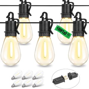 TDLOL Paquete de 2 tiras de luces para exteriores de 200 pies, impermeables, luces de patio con 70 enchufes inastillables, luces colgantes para TDLOL Paquete de 2 tiras de luces para exteriores de 200 pies, impermeables, luces de patio con 70 enchufes inastillables, luces colgantes para