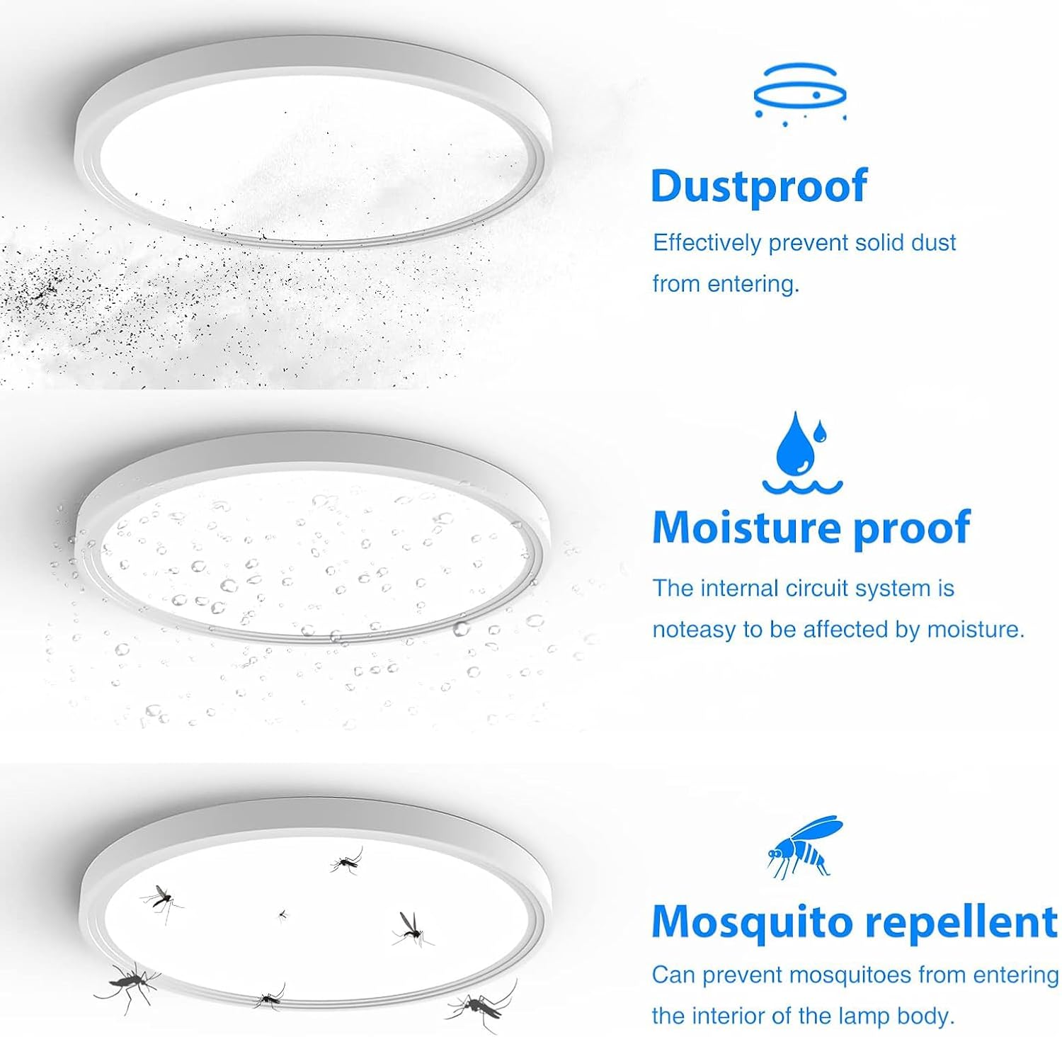 Lámpara de techo LED de montaje empotrado de 12 pulgadas, lámpara de techo de 24 W, luz blanca diurna de 5000 K, 2400 lúmenes, moderna lámpara