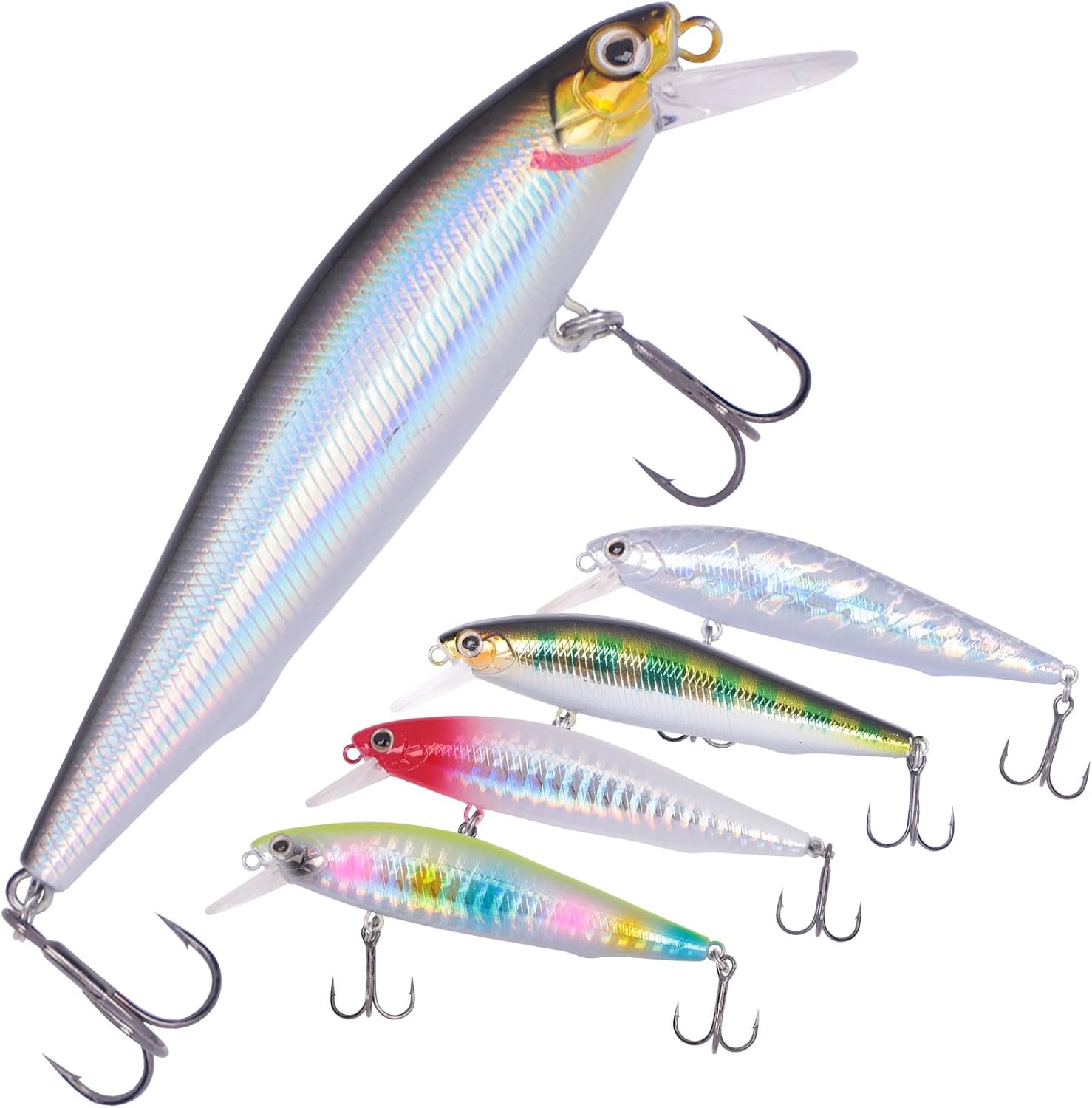 Señuelos de pesca de lubina, cebos duros, pequeños pececillos que hunden, jerkbaits para lubina, cuerpo duro, juego de señuelos