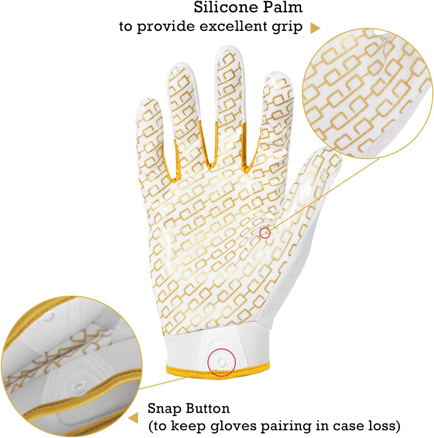 HANDLANDY Guantes de fútbol juvenil, guantes de receptor ancho pegajosos para niños y adultos, guantes de fútbol rosados elásticos