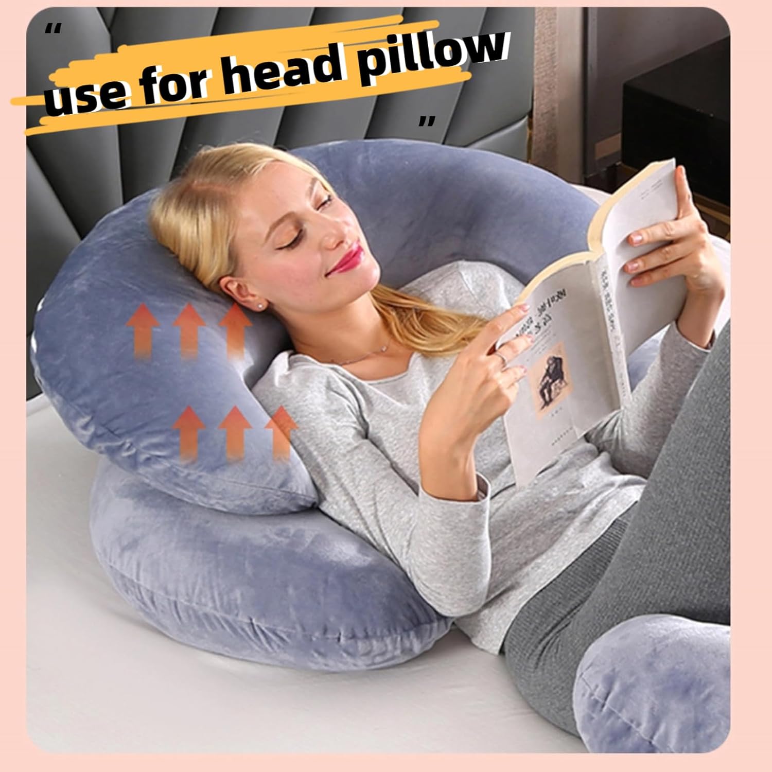Almohadas de embarazo para dormir, almohada de cuerpo completo en forma de C para mujeres embarazadas, almohada de embarazo suave con funda de
