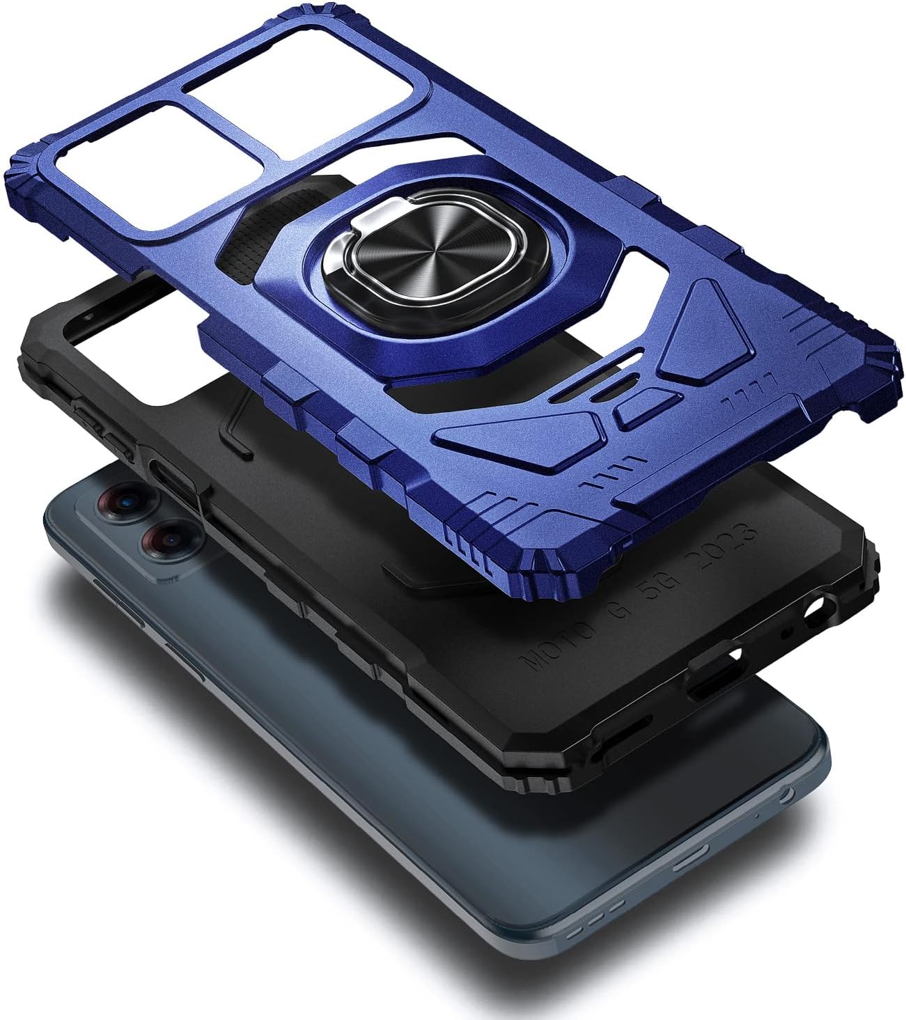 WDHD Funda compatible con Motorola Moto G 5G (2023) con protector de pantalla de vidrio templado (cobertura máxima), protección de cuerpo completo
