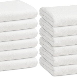 Fluffyn Toallas de baño blancas de 22 x 44 pulgadas, juego de toallas de algodón ultra suaves y ligeras para baño, hotel, gimnasio, spa, estudio Fluffyn Toallas de baño blancas de 22 x 44 pulgadas, juego de toallas de algodón ultra suaves y ligeras para baño, hotel, gimnasio, spa, estudio