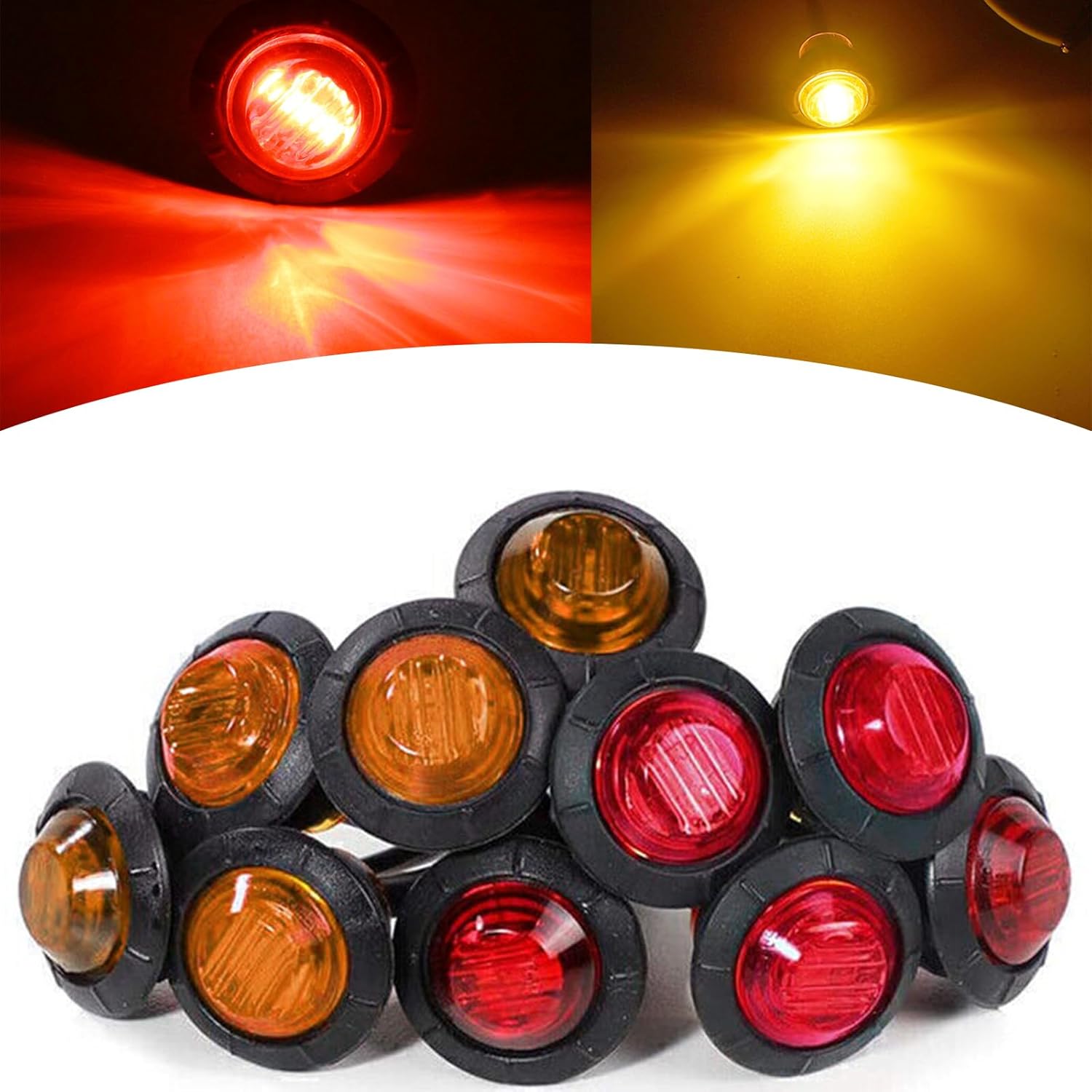 UGSHY 10 luces laterales para camión, luz LED redonda, luces de marcador laterales de remolque de 12 V, luz trasera, para camión, automóvil,