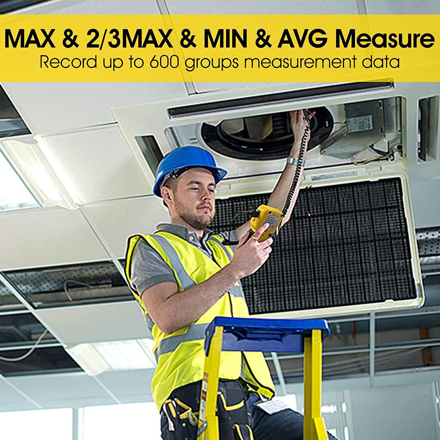 Anemómetro HVAC CFM Medidor de velocidad del viento, probador de flujo de aire digital para medir la velocidad del aire temperatura del volumen para
