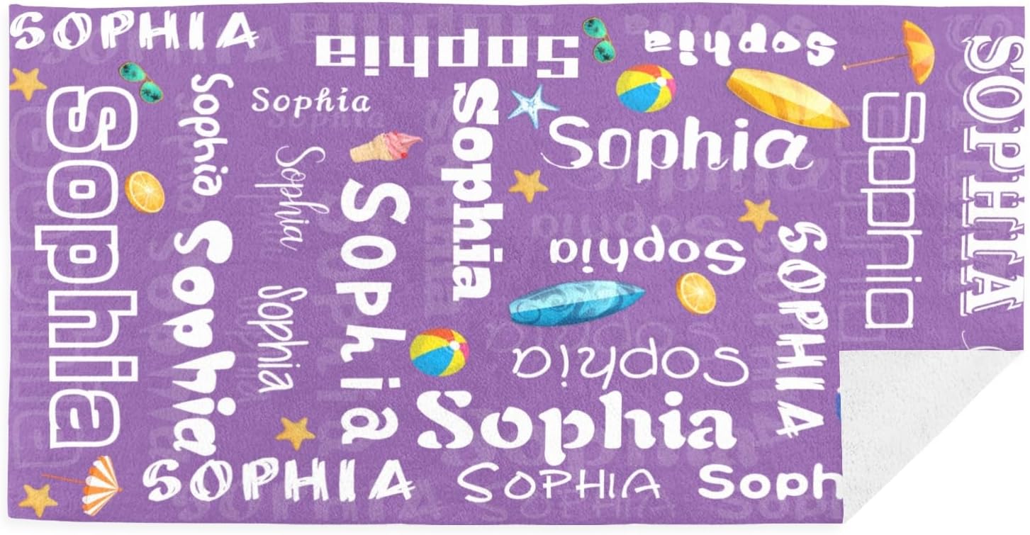 Toallas de playa personalizadas para niños, toallas de playa para adultos, toallas de playa de microfibra con monograma de 31.5 x 63 pulgadas,