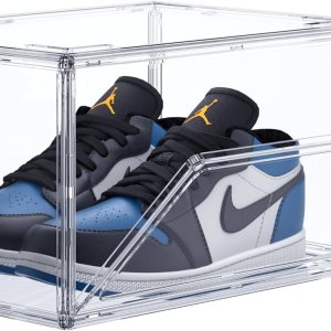 Cajas de zapatos transparentes de acrílico, cajas apilables para zapatos deportivos de alta gama, caja de exhibición 360 totalmente transparente con Cajas de zapatos transparentes de acrílico, cajas apilables para zapatos deportivos de alta gama, caja de exhibición 360 totalmente transparente con