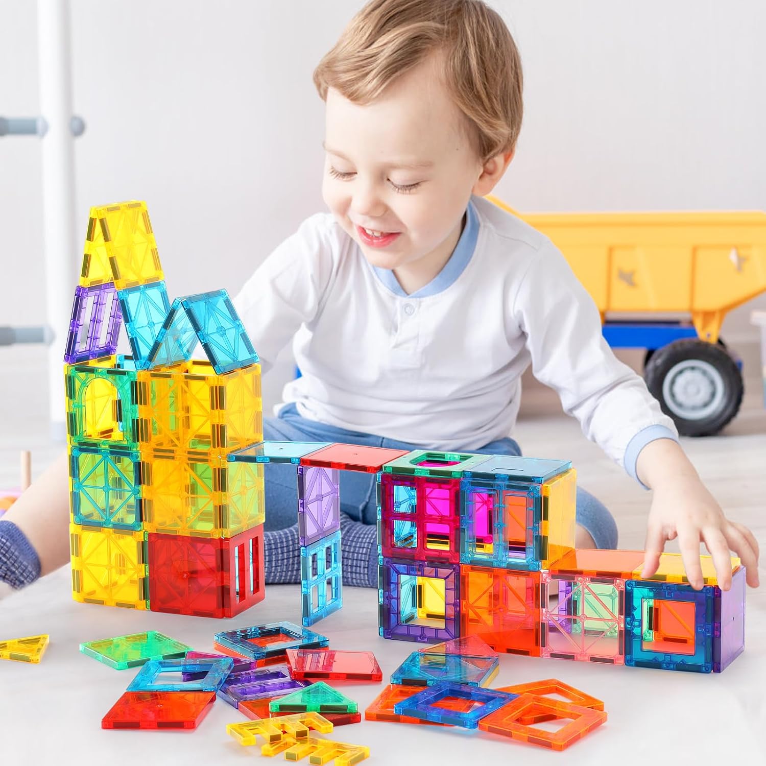 Azulejos magnéticos, juego de 42 piezas de azulejos magnéticos, juego de juguetes magnéticos para niños y niñas, juguete Montessori de aprendizaje