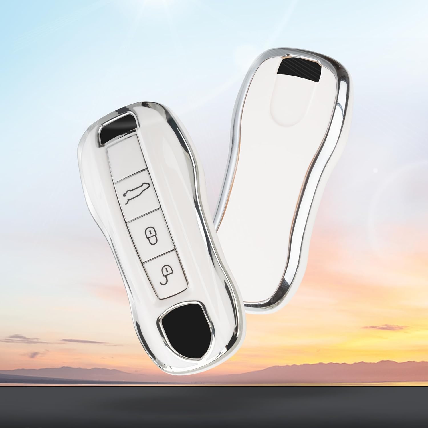 Funda para llavero Porsche con llavero de diamante para 911 Cayenne Panamera TAYCAN 3 botones entrada sin llave Accesorios de control remoto